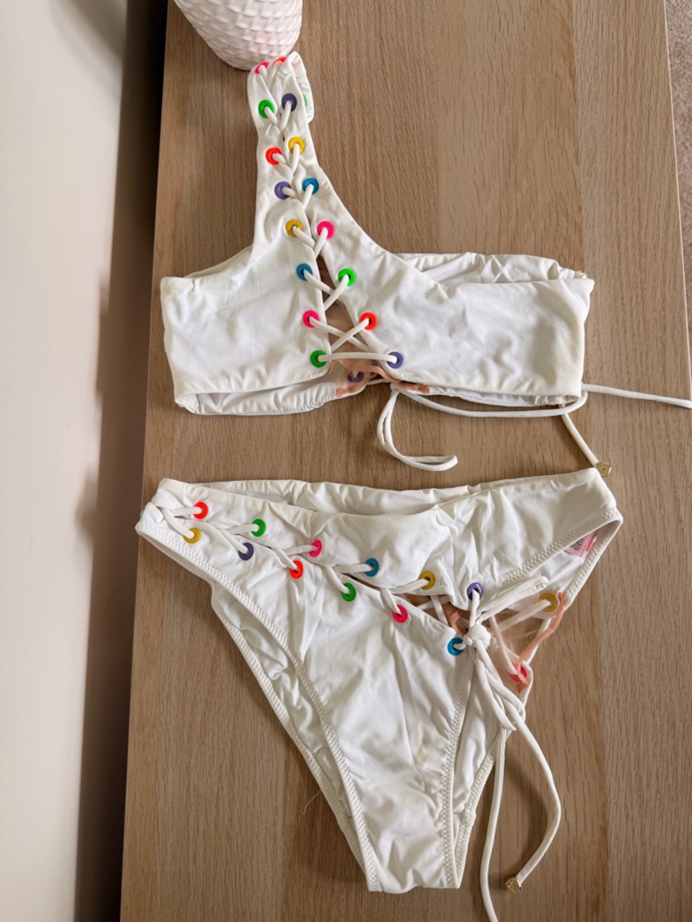 Agent Provocateur White Bikini with Rainbow details